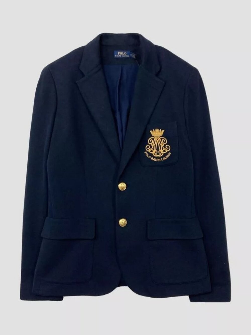Polo Ralph Lauren Knit Blazer Crest Embroidered Jacket Coat Academia Collegiate